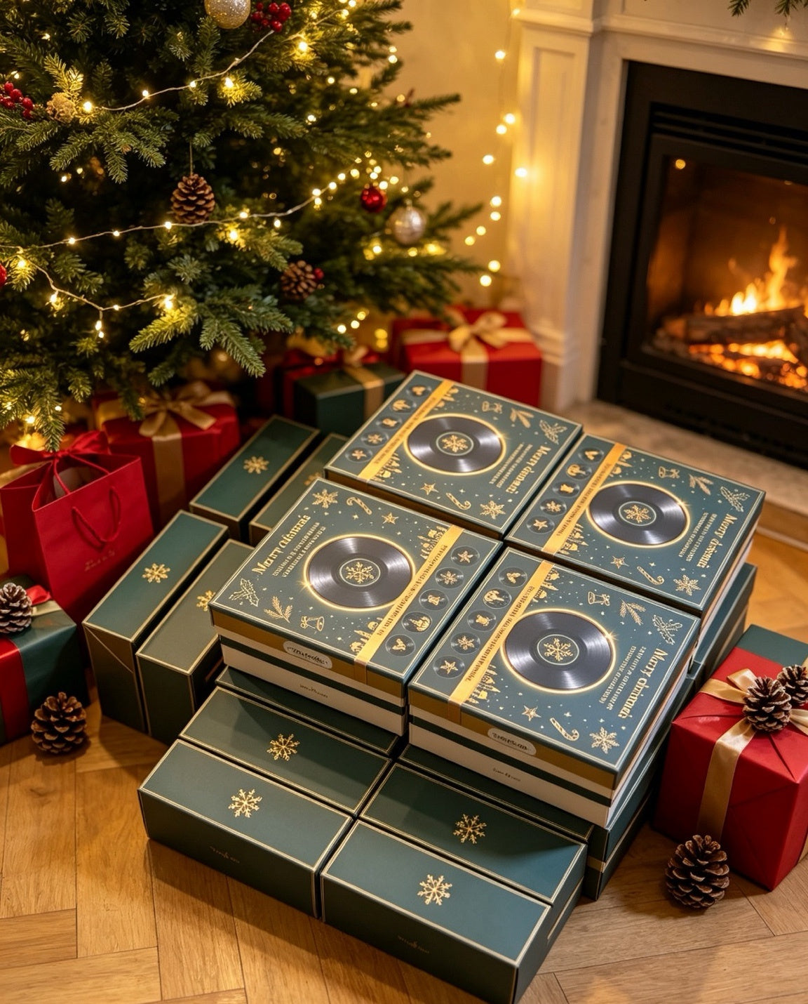 Emballage vert et or MerrySpin Christmas Edition