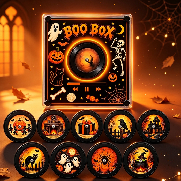 Lecteur musical BOO Box Halloween avec mini-disques interchangeables – FRALINE