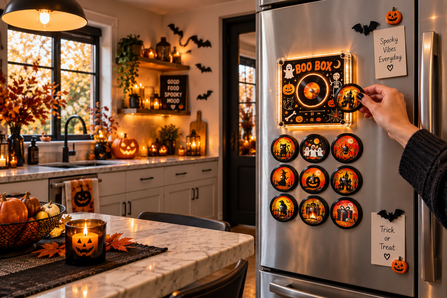 BOO Box et ses mini-disques dans une ambiance Halloween chaleureuse