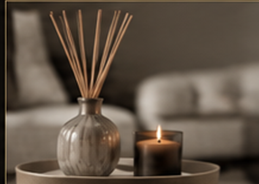 Objets décoratifs et bougies dans un intérieur raffiné